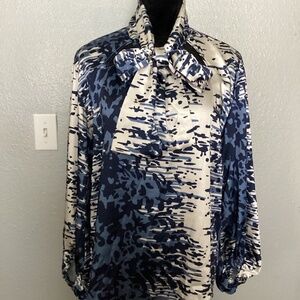 Satin Knotted Detail Printed Top NWOT